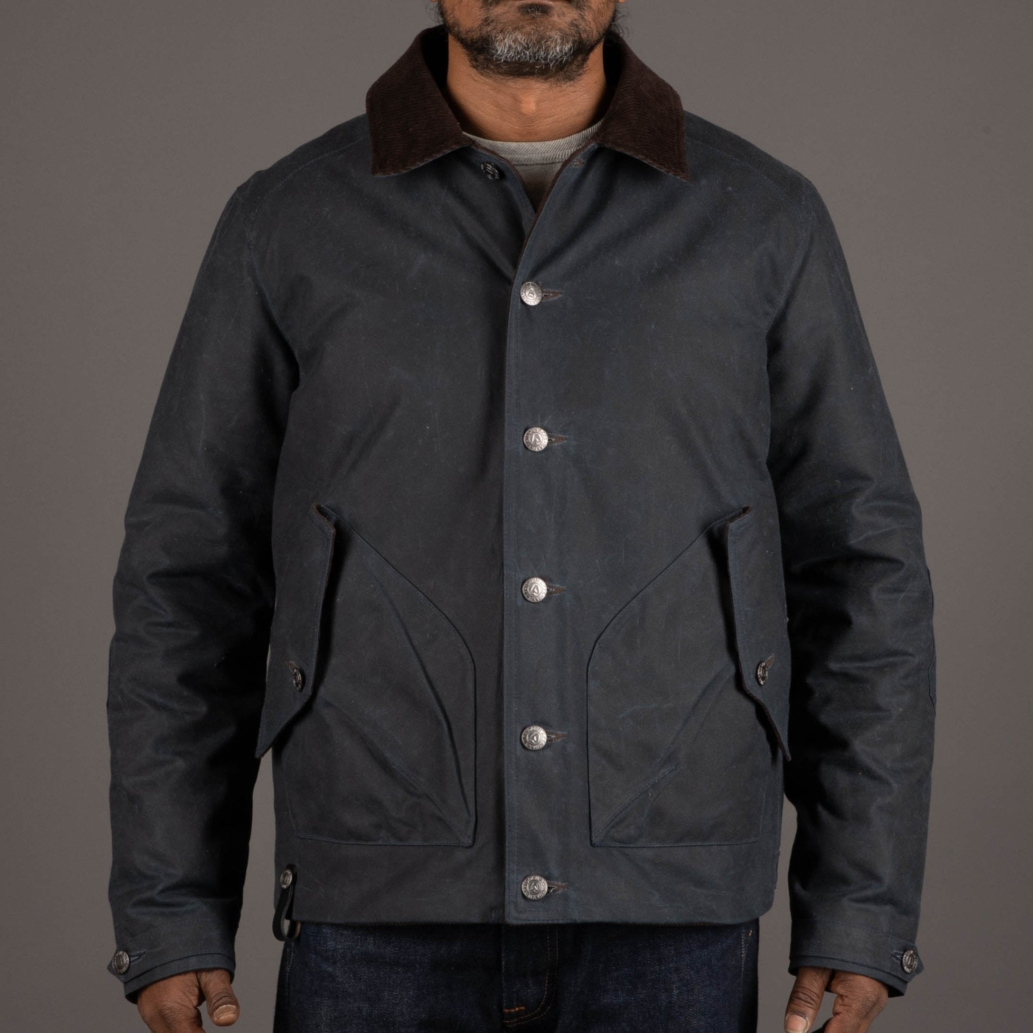 Hidden AcesPollux Evo wax jacket in navy blueJacketsBritish Parts Lucerne