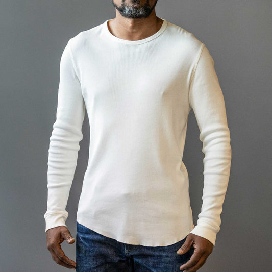 IndigoferaClyde longsleeve ribbed shirt in Cocatoo whiteHenleyBritish Parts Lucerne