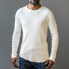 IndigoferaClyde longsleeve ribbed shirt in Cocatoo whiteHenleyBritish Parts Lucerne
