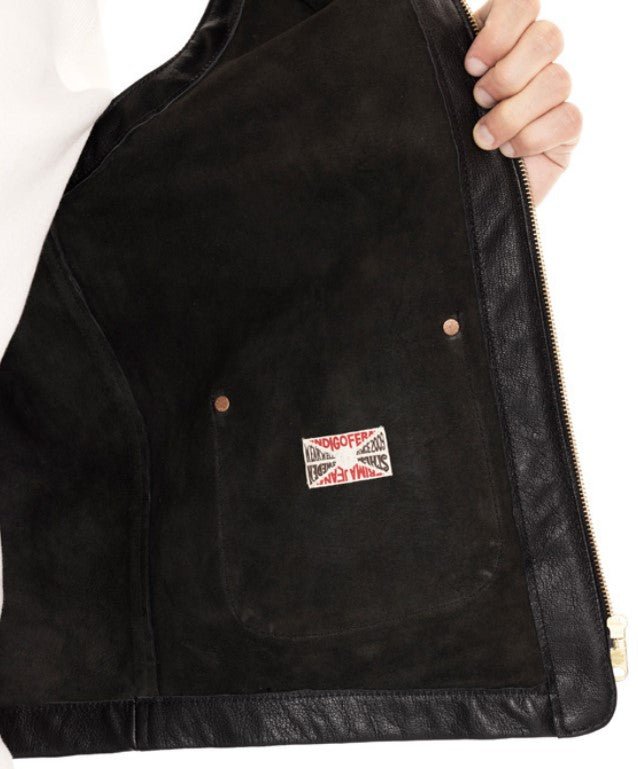 IndigoferaMonroe leather vest in blackWaistcoatsBritish Parts Lucerne