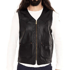 IndigoferaMonroe leather vest in blackWaistcoatsBritish Parts Lucerne