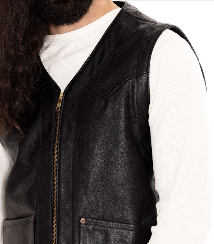 IndigoferaMonroe leather vest in blackWaistcoatsBritish Parts Lucerne