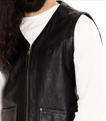 IndigoferaMonroe leather vest in blackWaistcoatsBritish Parts Lucerne