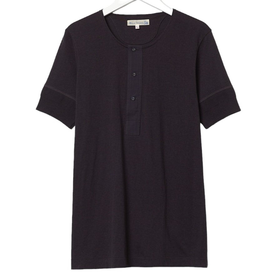 Merz b. Schwanen103 Button placket short sleeve slate T-shirtBritish Parts Lucerne