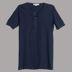 Merz b. Schwanen103 Button placket short sleeve ink blueT-shirtBritish Parts Lucerne