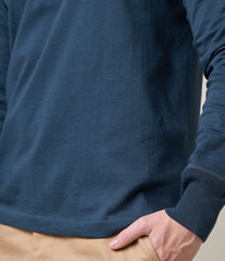 Merz b. Schwanen206 Button placket shirt mineral blueHenleyBritish Parts Lucerne