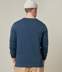 Merz b. Schwanen206 Button placket shirt mineral blueHenleyBritish Parts Lucerne