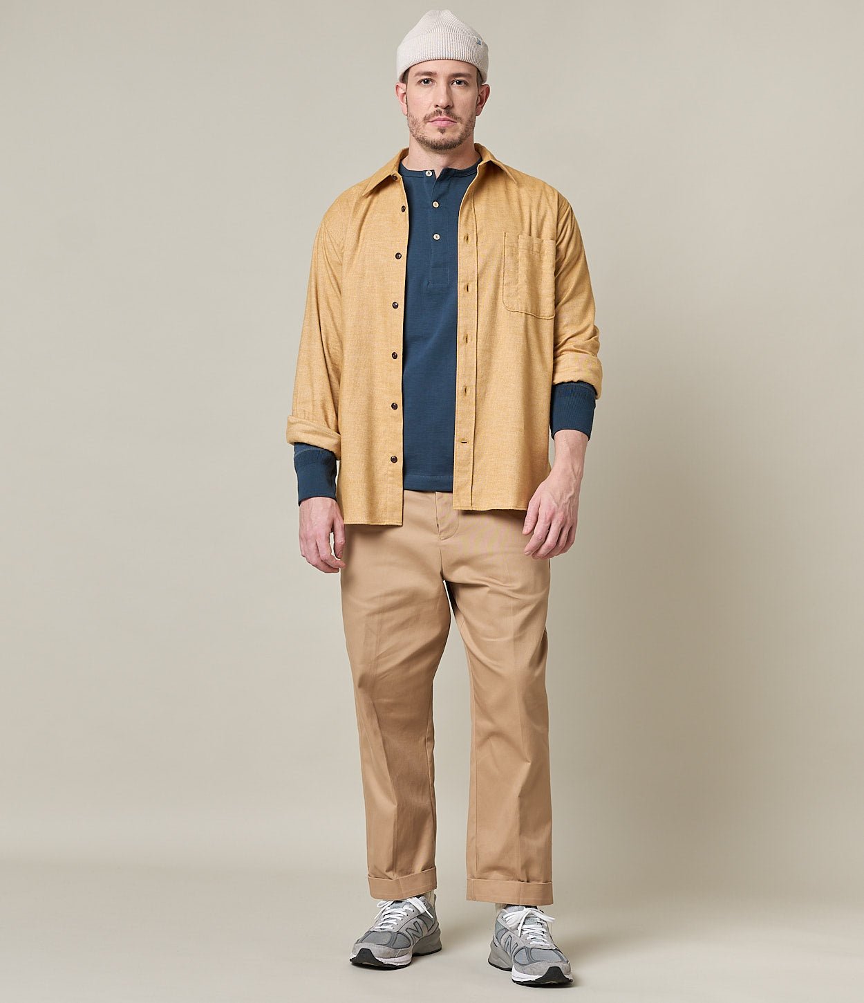 Merz b. Schwanen206 Button placket shirt mineral blueHenleyBritish Parts Lucerne