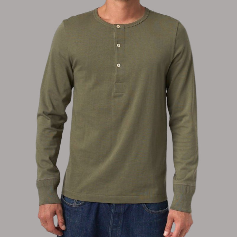 Merz b. Schwanen206 Button placket shirt olive (Army)HenleyBritish Parts Lucerne