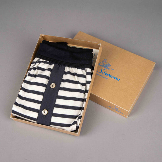 Merz b. SchwanenMen's boxer striped with button placket slate/natural underpantsBritish Parts Lucerne