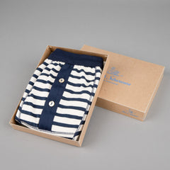 Merz b. SchwanenMen's boxer striped with button placket ink blue/natural underpantsBritish Parts Lucerne