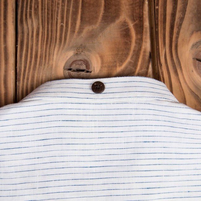 Pike Brothers1923 Buccanoy Shirt Linen White BlueShirtBritish Parts Lucerne