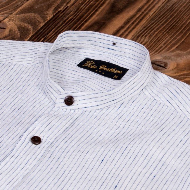 Pike Brothers1923 Buccanoy Shirt Linen White BlueShirtBritish Parts Lucerne