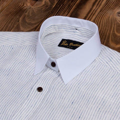 Pike Brothers1923 Buccanoy Shirt Linen White BlueShirtBritish Parts Lucerne