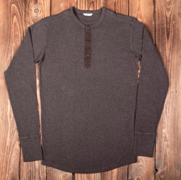 Pike Brothers1927 Henley Shirt long sleeve brown melangeHenleyBritish Parts Lucerne