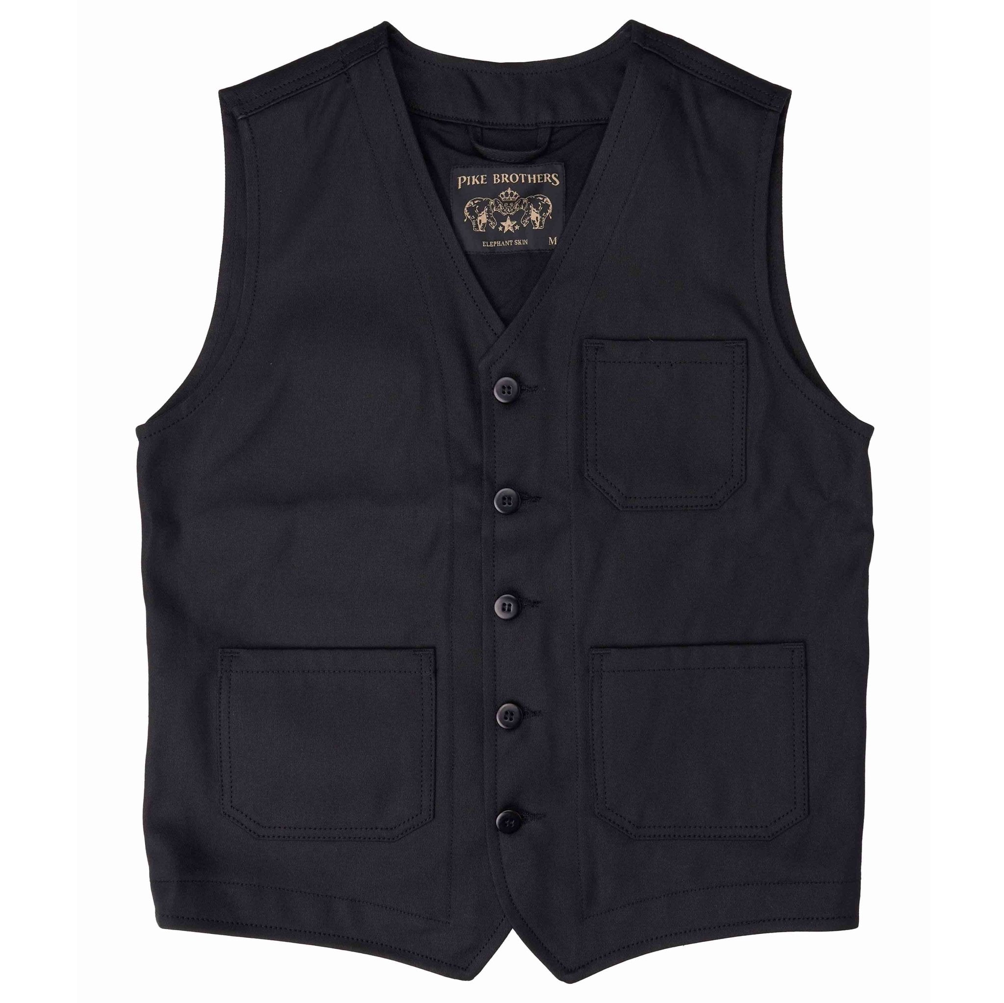 Pike Brothers1937 Roamer Vest Elephant Skin BlackVestsBritish Parts Lucerne