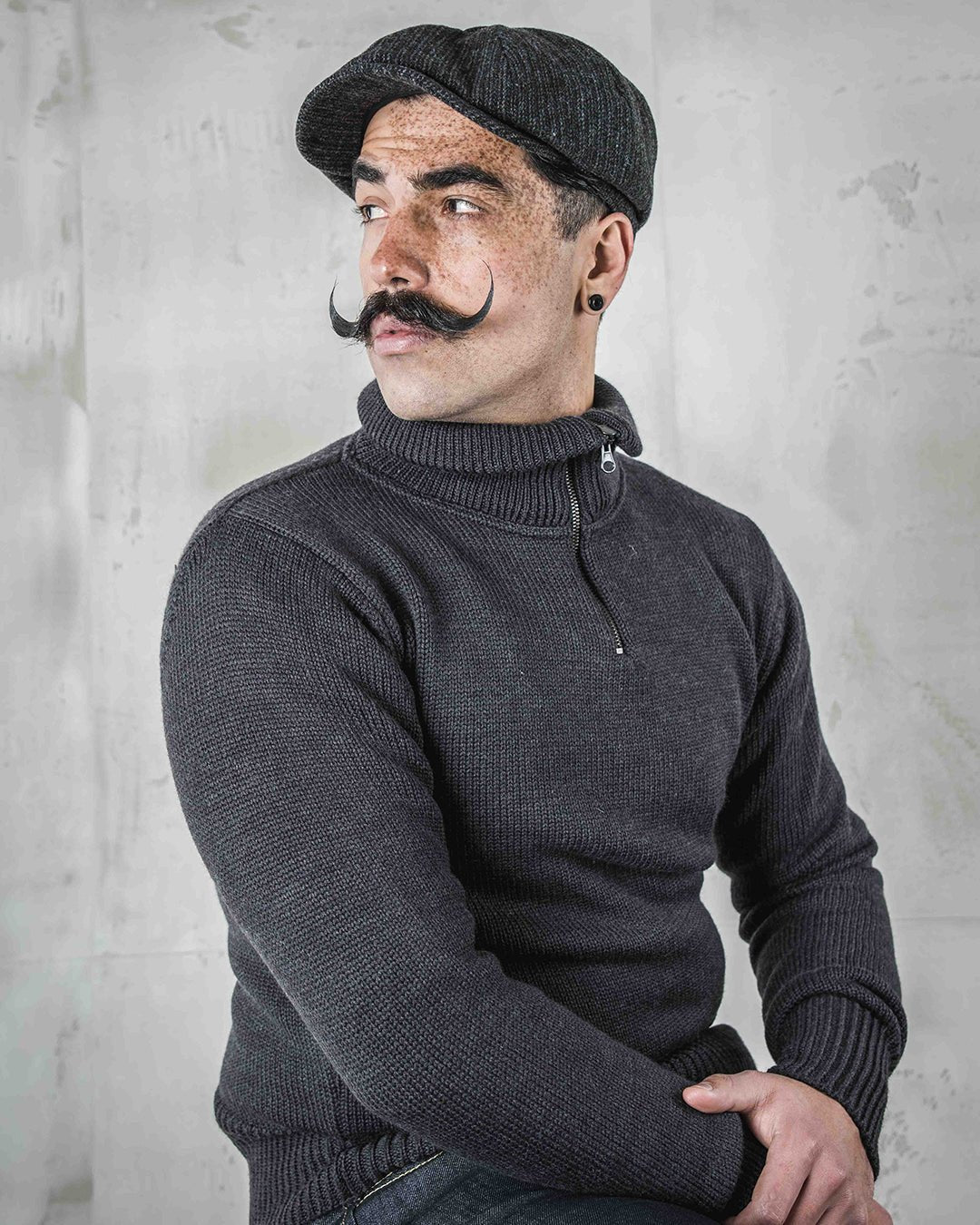 Pike Brothers1948 Troyer knitted sweater anthracitePulloverBritish Parts Lucerne