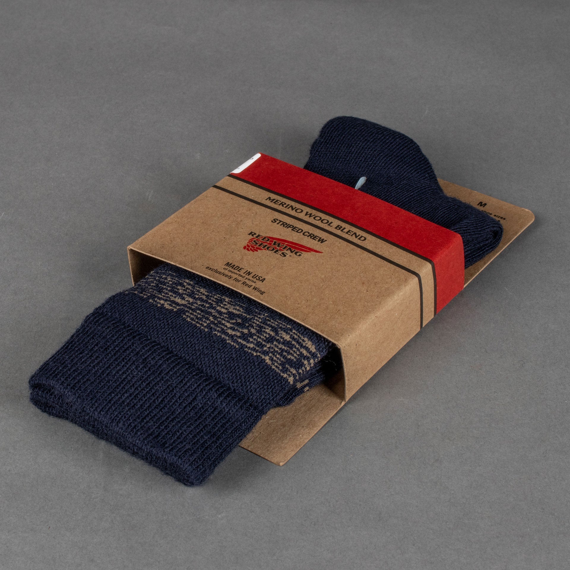 Red Wing ShoesWool Blend Striped Crew Socks Navy/TanSocksBritish Parts Lucerne