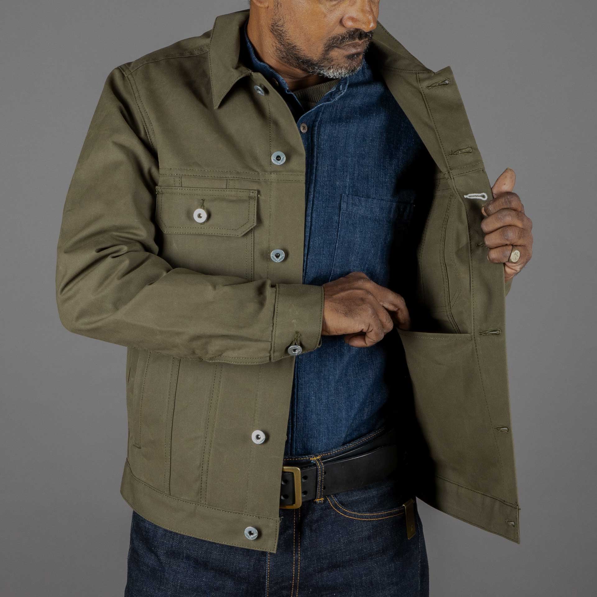 Rogue TerritoryCruiser Jacket Dry Wax Canvas OliveJacketsBritish Parts Lucerne