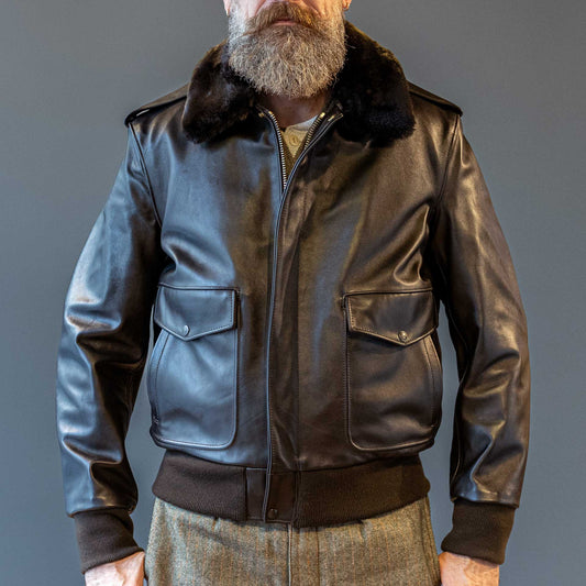 Schott NYCA - 2 Flieger leather jacket dark brownLeather jacketBritish Parts Lucerne