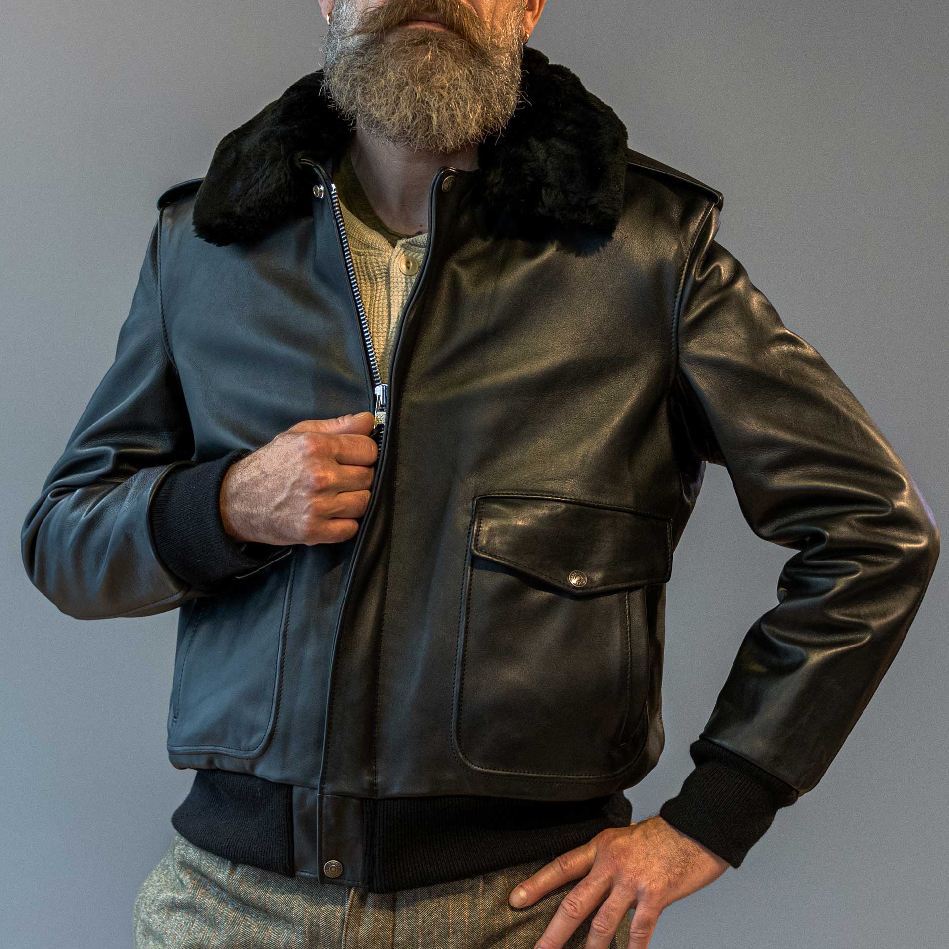 Schott NYCA - 2 Flieger leather jacket blackLeather jacketBritish Parts Lucerne