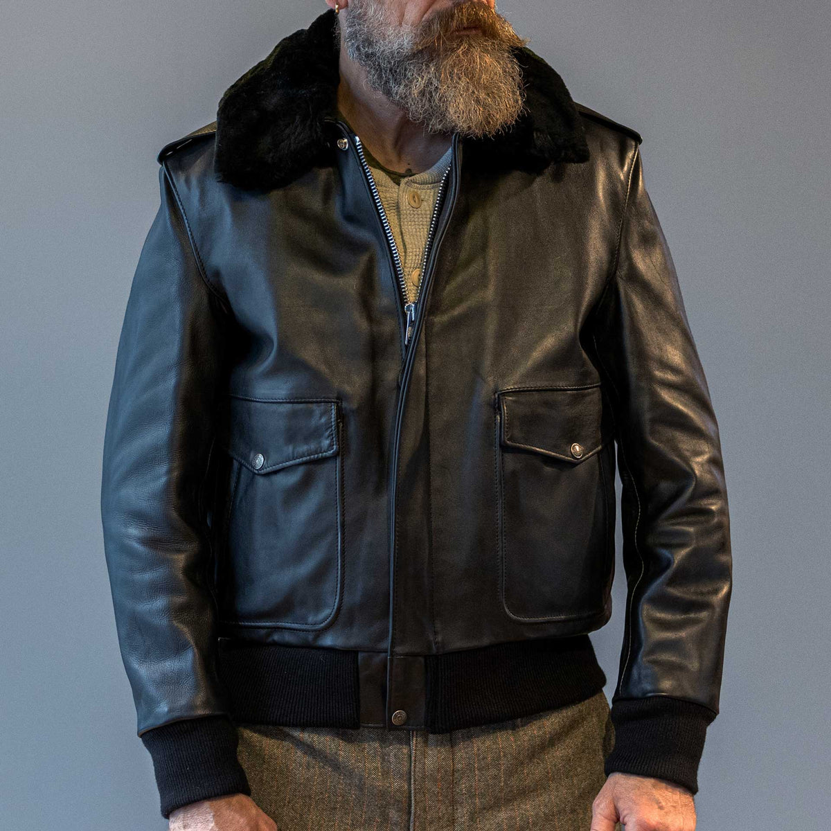 Schott NYCA - 2 Flieger leather jacket blackLeather jacketBritish Parts Lucerne