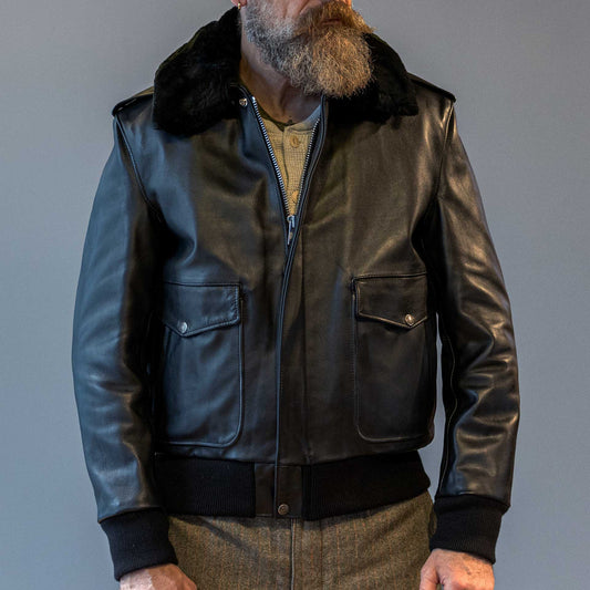 Schott NYCA - 2 Flieger leather jacket blackLeather jacketBritish Parts Lucerne