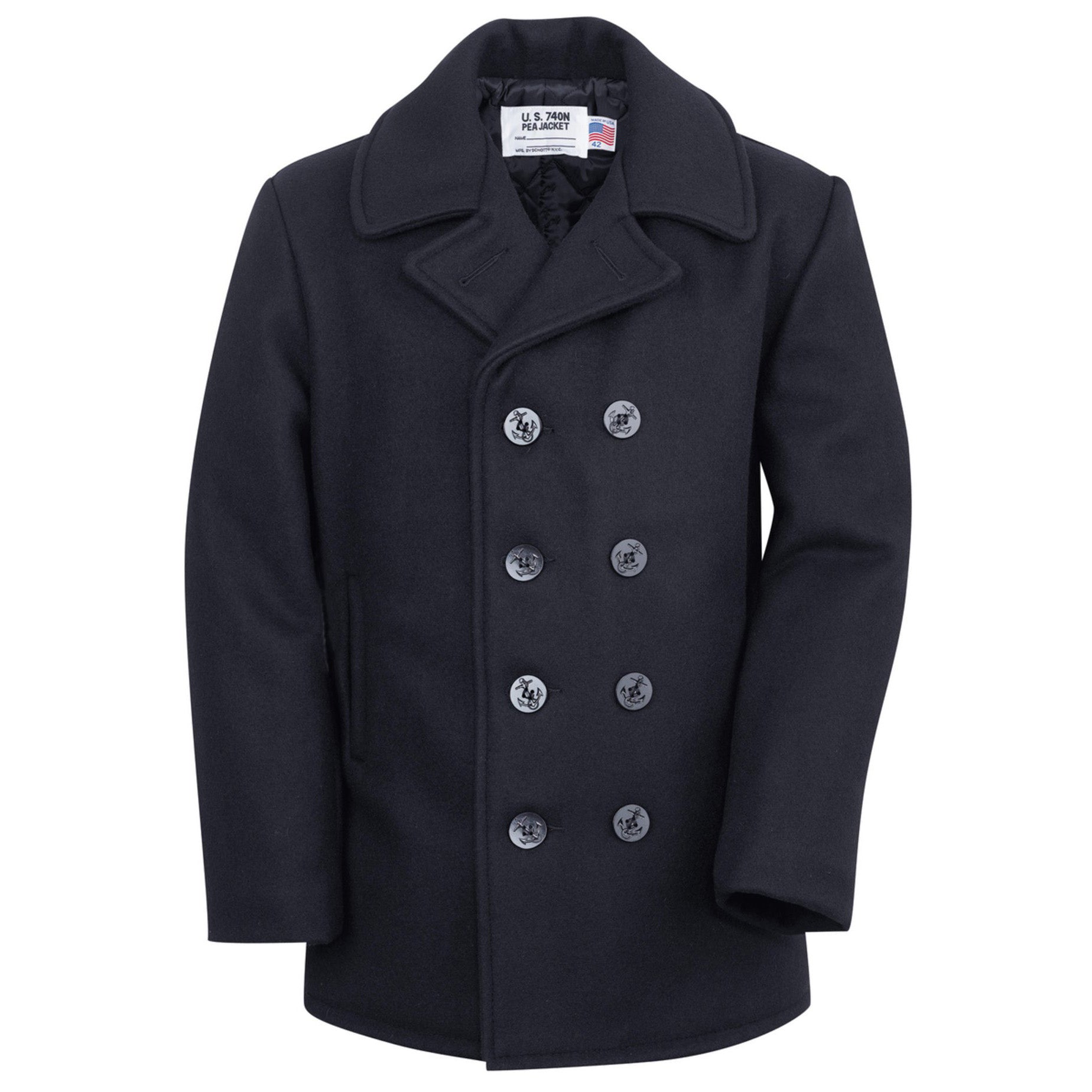 Schott NYC Classic Melton Wool Navy PeacoatCoatBritish Parts Luzern