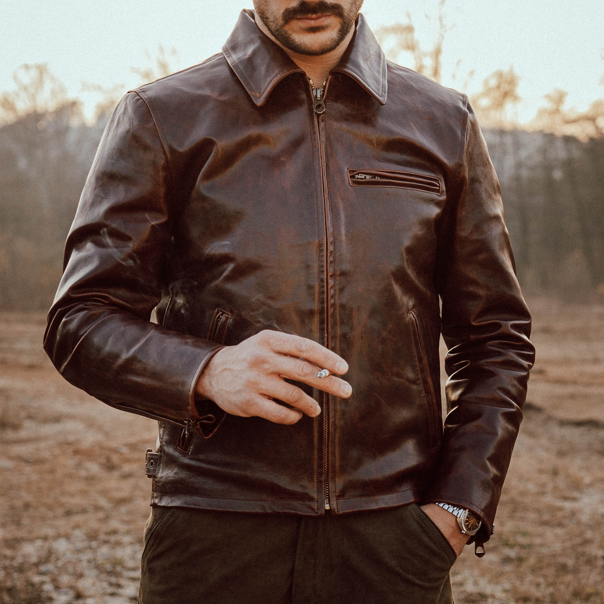 Shangri - La HeritageVarenne Horse Hide Leather Jacket WhiskeyJacketsBritish Parts Lucerne