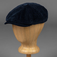 Stetson Hatteras Corduroy Flat Cap in Navy British Parts Luzern
