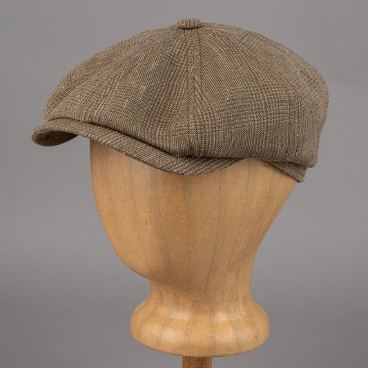 StetsonHatteras linen/silk Glencheck slider cap oliveBritish Parts Lucerne