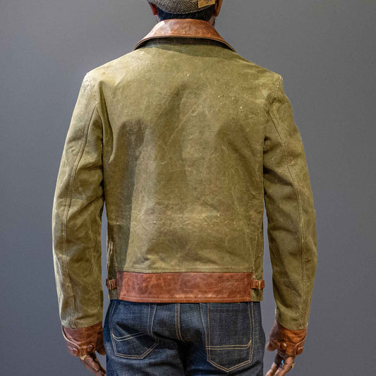 Thedi Leatherscanvas jacket with buffalo leatherjacketsBritish Parts Lucerne