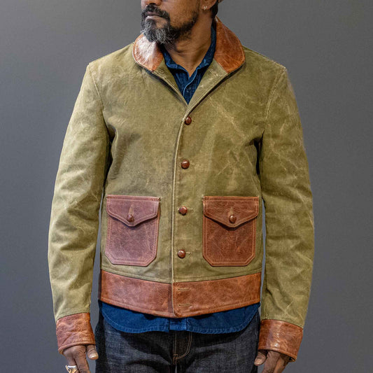 Thedi Leatherscanvas jacket with buffalo leatherjacketsBritish Parts Lucerne