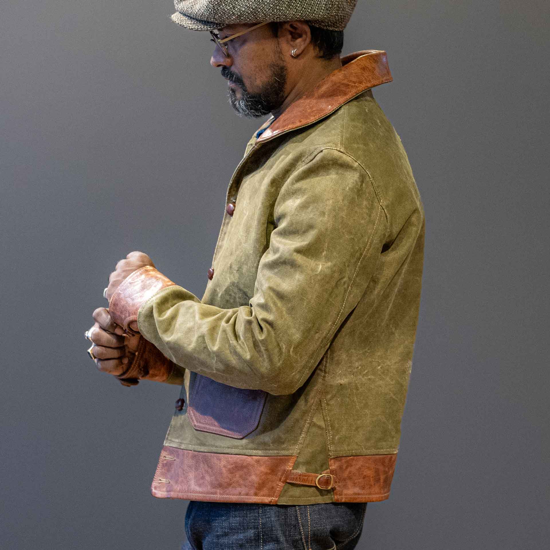 Thedi Leatherscanvas jacket with buffalo leatherjacketsBritish Parts Lucerne